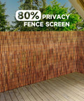 Natural Reed Fencing Roll For Balcony Patio Garden And Yard Privacy Screen Sixteen Point Four Feet Long Brown Eco Friendly Durable Easy To Install For Outdoor Use installed on a patio.