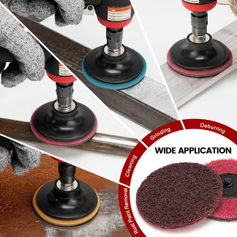 Roloc Sanding Discs Set Three Inch For Die Grinder 25 Pieces R Type Quick Change With One Quarter Inch Pad Holder Fine Medium Coarse Grit Nonwoven Surface Conditioning Discs For Wood Metal Plastic