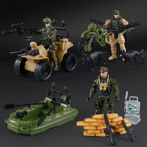 Rugged Army Men Play Set With Realistic Weapons For Kids Boys Durable Plastic Soldiers For Backyard Battle Scenes display