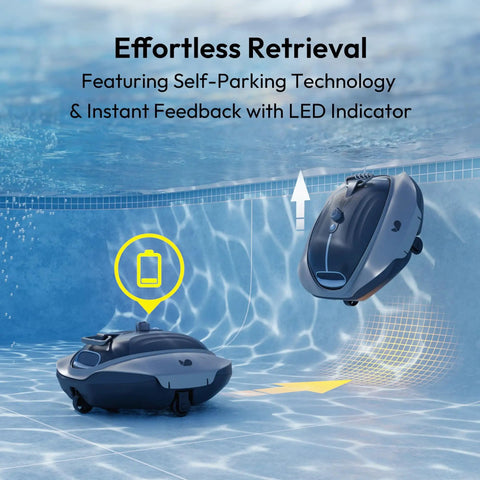 Beast Cordless Robotic Pool Cleaner With Industry Leading Suction Power DirtLock Tech 2.0 in pool with self-parking feature