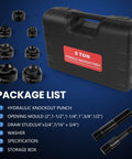 Hydraulic Knockout Punch Set 1/2 To 2 Inch For Conduit And Metal Sheet Holes, 8 Ton Alloy Steel Kit with carrying case and dies