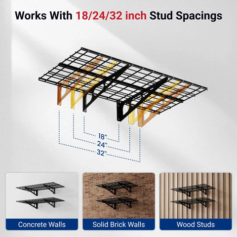 Heavy Duty 2X4 Floating Wall Shelves Pack Solid Black Garage Storage Rack Locks Down 600 Pounds Of Power Tools Workshop Gear And Bulky Gear Stress Free