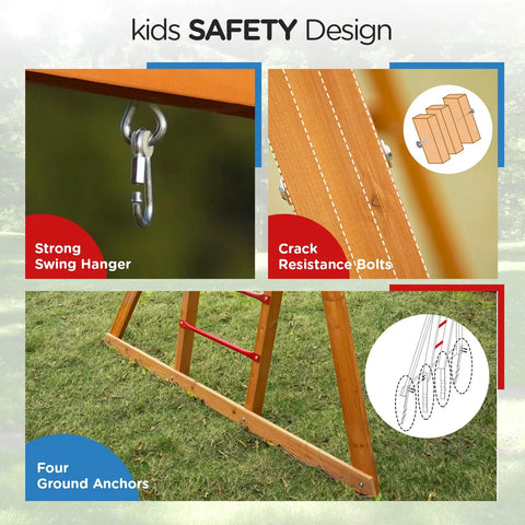 Backyard Playground Swing Set With Monkey Bar And Belt Swings For Kids, Outdoor Playset With safety design features