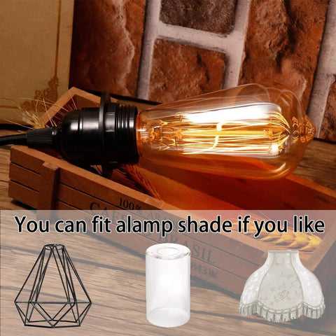 Vintage Plug In Pendant Light Kit For Industrial Style Home Decor Dope E26 E27 Lamp Socket with bulbs and shade options