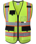Tough As Nails High Visibility Reflective Safety Vest For Men And Women Ansi Isea Class 2 Certified Fluorescent Yellow work gear with pockets.