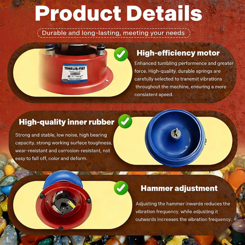 Details of Three Point Five Liter Vibratory Rock Tumbler For Jewelry Polishing Electric Shaker Bowl parts and features