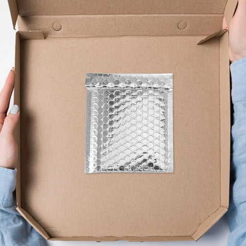 Silver Bubble Mailers 14x16 Plus 4cm Self Sealing Padded Envelopes For Shipping Books And Documents inside a box