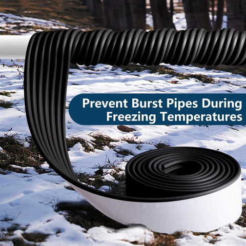 Weather Resistant Water Pipe Insulation Tape 16.4 Ft Long By 3.2 In Wide Foam Wrap With Self Adhesive Backing on snowy pipe