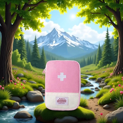 Pink Small First Aid Bag Empty Portable Medical Kit For Outdoor Camping Hiking Travel Emergency Pouch With Compartments Lightweight Mini First Aid Organizer Must Have in nature setting