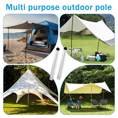 Double Pack 6.56 Foot Beach Tent Poles Replacement For Neso And Gigante Canopies, Aluminum Alloy Poles in various outdoor setups