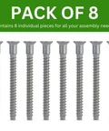 Confirmat Screw Replacement Kit For Flat Pack Furniture 7.0mm Diameter 2.4 Pitch 70mm Or 56 To 58mm Length 4mm Hex Recess Zinc Nickel Steel Pack Of 8 Part 131348 Compatible, showing eight screws