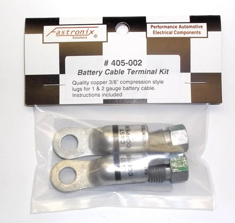 Eyelet Style Battery Compression Terminal For Three Eighths Inch Stud, Fits 1 And 2 Gauge Cable, Copper Lug Pack Of Two