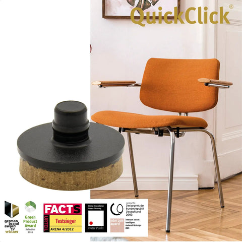 QuickClick Felt Gliders For Furniture And Chairs Replacement Set Of 8 Interchangeable 15 mm Diameter Easy Install For Smart Bases