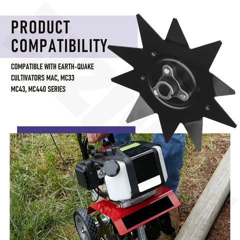 Border Edger Attachment Kit For Earthquake Cultivators MAC MC33 MC43 MC440 Series Replaces 15073 Easy Install with star-shaped tines