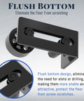 Sliding Barn Door Floor Guide Set With Wall Mount Flush Flat Bottom Guides showing black design with roller slots