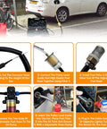 Diagram showing steps to use 12V Fuel Transfer Pump Set For Gasoline And Diesel, Electric Pump That Hauls 85 GPH With A 70W DC Copper Motor