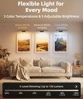 Slick Wireless Picture Light Featuring A Solid 4800mAh Battery And Strong Magnetic Mount With Ir Remote For Smooth Gallery Vibes And Dope Living Room Wall Lighting Upgrades showcasing 3 color temperatures above art.