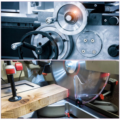 Image of Rock Solid 6 Pack M4 X 20mm Tee Wing Knobs Stainless Steel Thumb Screws used in woodworking machinery settings.
