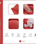Indoor Outdoor Lumbar Pillows Set Of 2 For Patio Furniture All Season Waterproof Cushions 12 By 20 Inches Red Polyester Stain Resistant And Colorfast Perfect For Indoor Or Outdoor Use, detailed features and close-up.