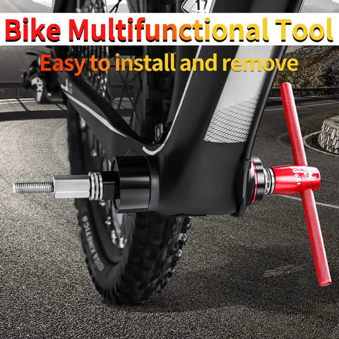 All In One Bike Bottom Bracket Bearing Install Removal And Headset Press In Tool Kit For BB86 BB30 BB92 PF30 MTB shown in use