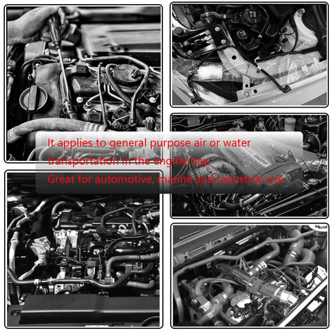 High Performance Silicone Vacuum Hose Kit With Six Sizes From 1/8 To 3/8 Inch 5 Feet Each Automotive Vacuum Tubing Set Includes Tube Cutter Black Durable Hoses For Air And Water installed in various engine bays