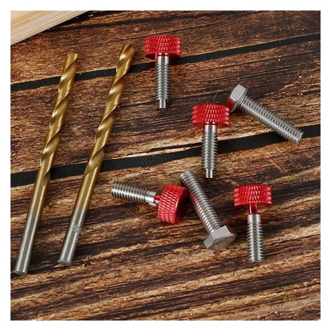 Spring Plunger Quick Release Pins Kit With Knurled Handles 4 Pack Stainless Steel Lock M6 Pins on wooden surface