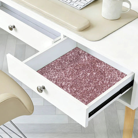 Totally Fresh Mauve Pink Chunky Glitter Peel And Stick Wallpaper For Accent Walls And Vanity Backsplash Premium Self Adhesive Fabric Vinyl Room Decor Slays Hard in desk drawer.