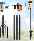 Heavy Duty 1 Inch Bird Feeder Pole 63 Inch Adjustable Backyard Stand with 10 Inch Base, black metal for bird houses or feeders.