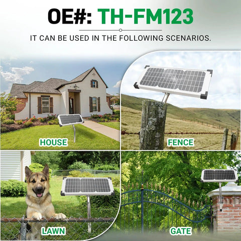 Sun Powered 10 Watt Solar Panel Kit For Automatic Gate Openers Portable 12V Battery Charger on house, fence, lawn, gate