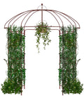 Birdcage Style Garden Arbor With Heavy Duty Metal Frame And Four Climbing Trellises Outdoor Gazebo Pergola Arch covered with plants.