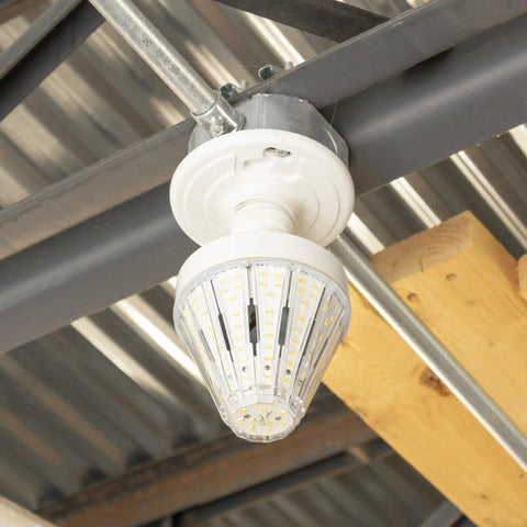 Installed 5200 Lumen LED Corn Cob Light Bulb 40W Equivalent To 300W Daylight 5000K E26 Base Ideal For Garage And Indoor Outdoor Use