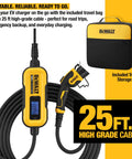 Beefy Level 2 EV Charger Delivers 32 Amp Up To 7.6 KW With A 25 Foot Cable For Indoor Outdoor Use SAE J1772 Compatible NEMA 5 15 And 14 50 Adapters Included CSA Certified Fast Home Charging shown with travel bag