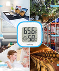 2 Pack Indoor Thermometer And Humidity Gauge Digital Hygrometer For Home Office Greenhouse Reptile Humidors Cellar And More Top Notch Accuracy Temperature Humidity Monitor With Comfort Level Indicator, digital display for home and greenhouse