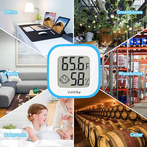 2 Pack Indoor Thermometer And Humidity Gauge Digital Hygrometer For Home Office Greenhouse Reptile Humidors Cellar And More Top Notch Accuracy Temperature Humidity Monitor With Comfort Level Indicator, digital display for home and greenhouse