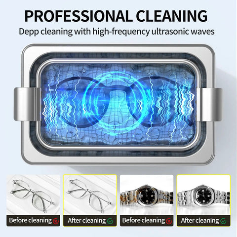 Clean As A Whistle And Built Different For Gritty Grime 40 Khz Ultrasonic Cleaner with digital timer and ultrasonic waves.