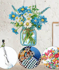 Bouquet Vase Sun Catcher Window Hanging DIY Double Sided Flowers Diamond Painting Pendant Kit With Acrylic Diamonds Art Ornament