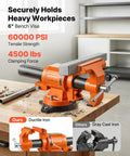 Heavy Duty Bench Vise In Beast Mode With 6 Inch Jaw Width, features ductile iron design, clamps heavy workpieces securely.