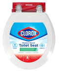 Round Wood Toilet Seat With Easy Off Hinges, Wiggle Free Design, and Antimicrobial Protection Against Stains and Odors packaging