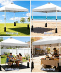 10x10 Pop Up Canopy Tent With One Button Push Setup Adjustable Height Instant Portable Shelter Easy Outdoor Sun Shade For Events on grass, beach, backyard, and market