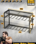 Power Tool Organizer Wall Mount With 8 Drill Slots And 3 Layer Heavy Duty Metal Storage for Garage Tools with dimensions