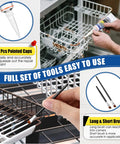 Dishwasher Rack Repair Coating Kit 1.7 Oz White Vinyl Rack Rust Touch Up Paint With Scraper And Brushes shown in use on rack