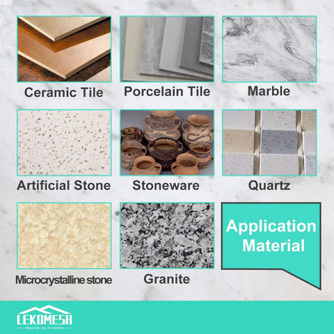 Variety of tile and stone materials suitable for cutting with 4.5 Inch Diamond Tile Blade With X Mesh Ultra Thin Cutting Disc