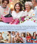 Family enjoying a gift of a cordless knee massager with heat and battery pack during a festive celebration.