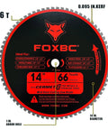 Beefy 14 Inch Metal Chop Saw Blade With 66 Tooth TCG Carbide For Fast Smooth Cuts 0.095 Kerf And 1 Inch Arbor 1800 RPM