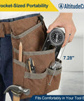 Boss Grade Miter Saw Protractor And Crown Molding Angle Finder in a tool belt, 7.28" size, perfect for carpentry tasks.
