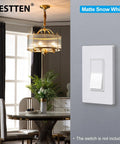 20 Pack Dope Matte Snow White USWP6 One Gang Screwless Wall Plate Decor Outlet Cover with chandelier in dining room