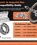 650 Piece 304 Stainless Steel Bearing Balls Set 1mm To 8mm Assortment Kit with metric-to-imperial size guide