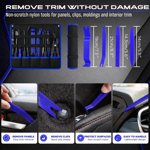 Rugged 17 Piece Pick And Hook Tool Set With Magnetic Pickup Bar Hella Tough Carbon Steel Auto Repair Kit for panel trim removal tools.