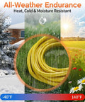 Heavy Duty 2 Ft 12 Gauge Outdoor Extension Cord With 3 Outlets And Indicator Light Waterproof SJTW Cable 15A 125V 1875W For Workshop ETL Listed Flexible Yellow coiled on grass, surrounded by seasonal backgrounds.