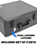 17 Inch Locking Storage Box With Two Layer Customizable Foam Hard Shell Aluminum Frame Lock Box For Dorm Room Personal Items Tools And Electronics Secure With Two Keys